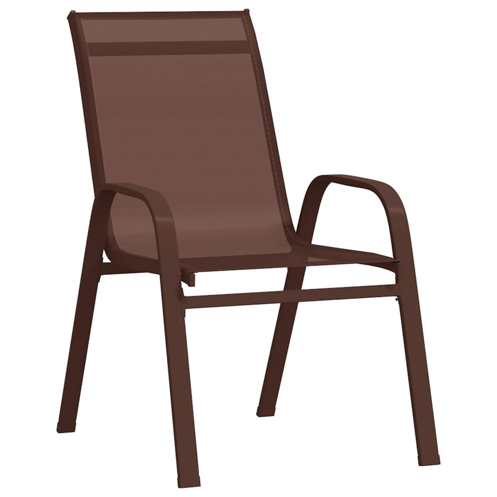 Zelaro Garden Brown Textilene Fabric Dining Chairs in Pair