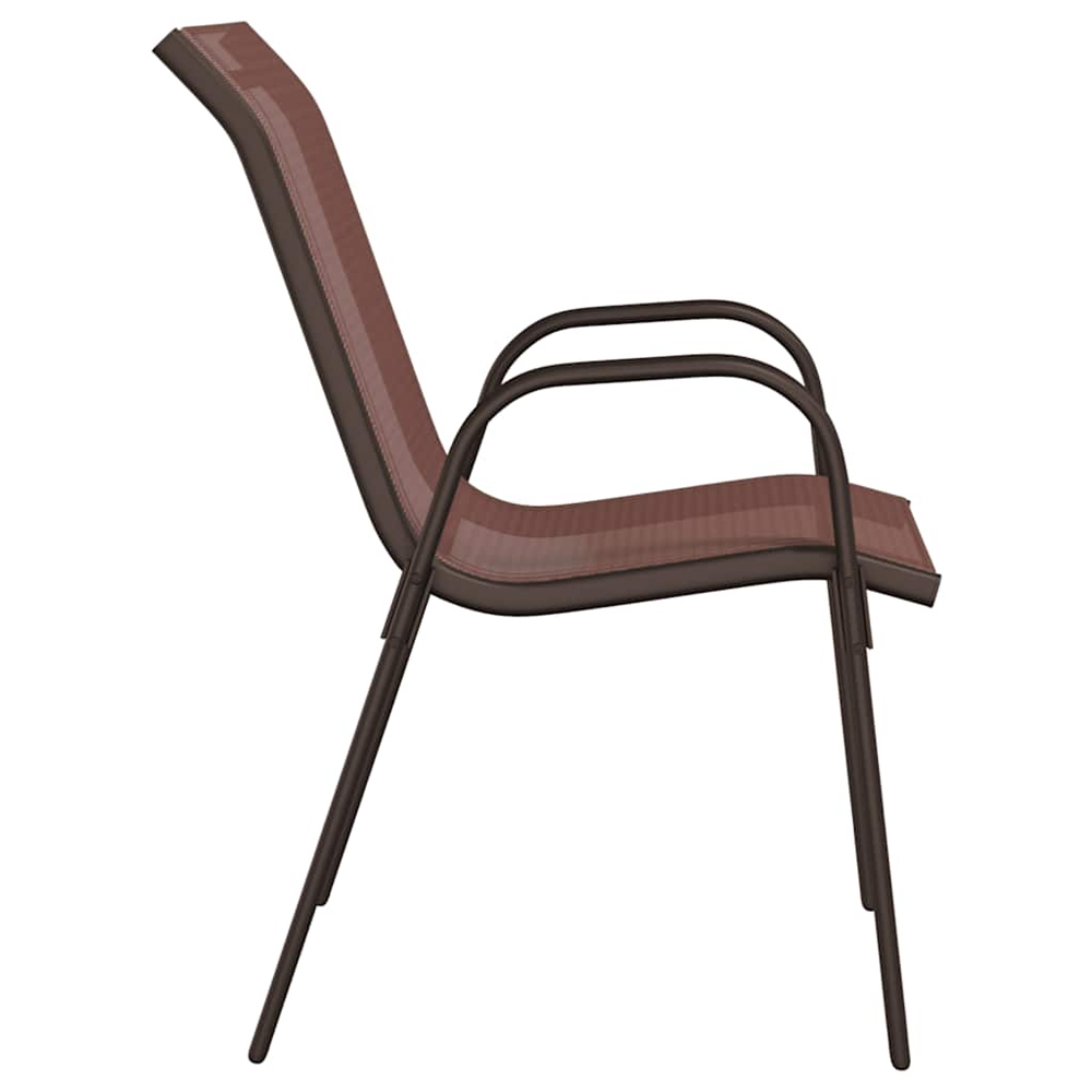 Zelaro Garden Brown Textilene Fabric Dining Chairs in Pair