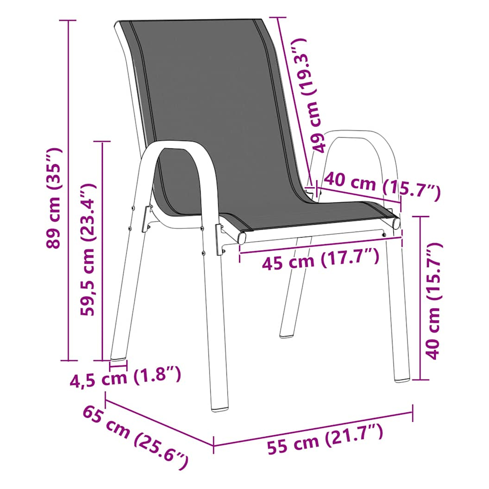 Zelaro Garden Brown Textilene Fabric Dining Chairs in Pair