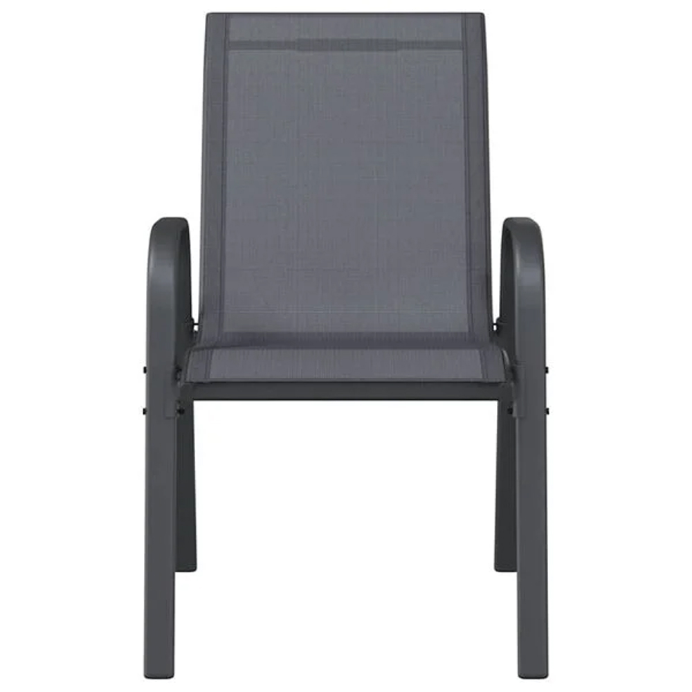 Zelaro Garden Grey Textilene Fabric Dining Chairs in Pair