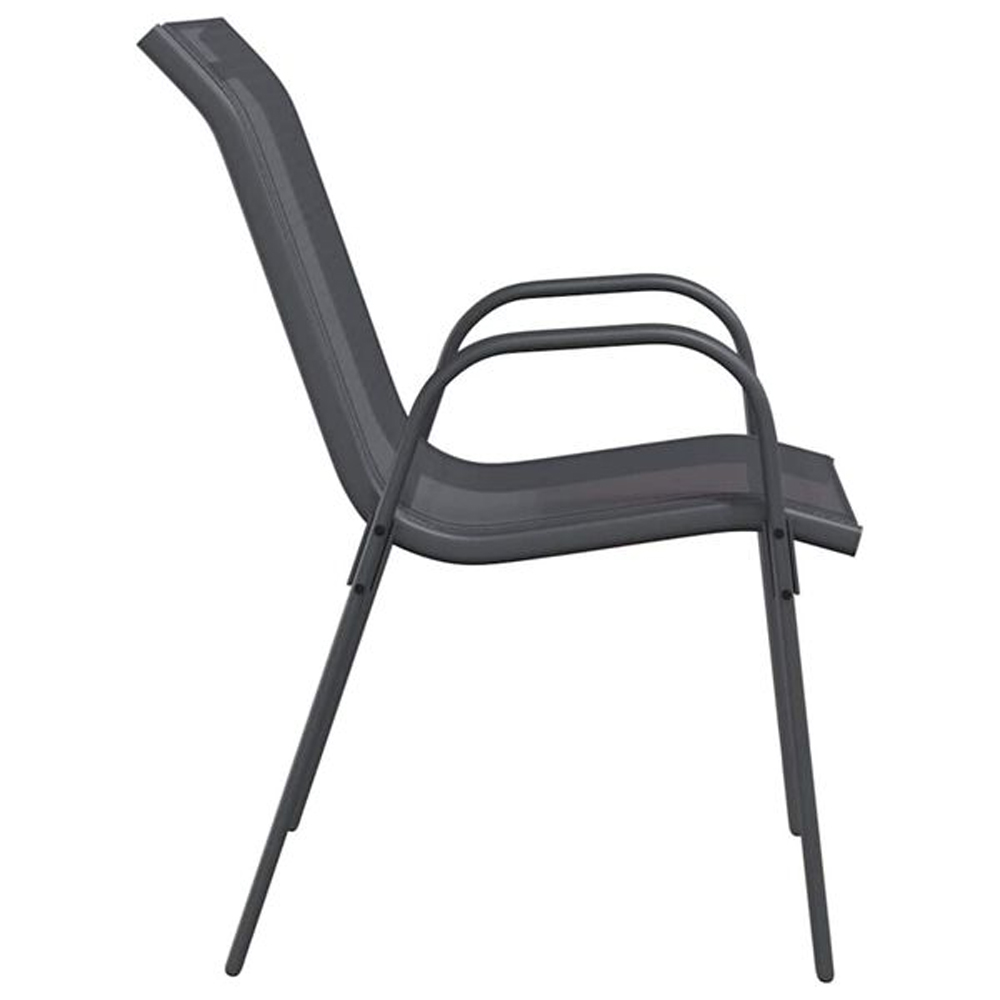 Zelaro Garden Grey Textilene Fabric Dining Chairs in Pair