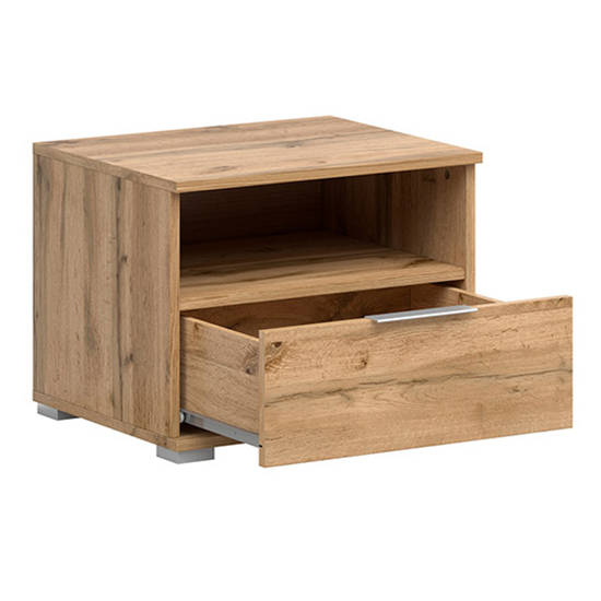 Zele Wooden Bedside With 1 Drawer In Wotan Oak Furniture in