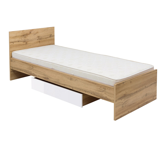 Zele Wooden Single Bed With Drawer In Wotan Oak Furniture in Fashion