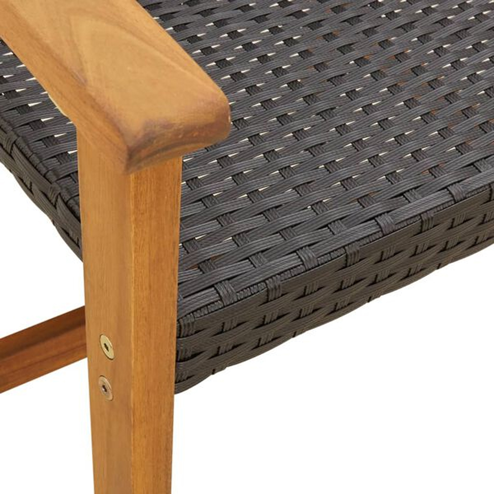 Zelivo Garden Black Poly Rattan Armchair with Acacia Wood Frame in Pair