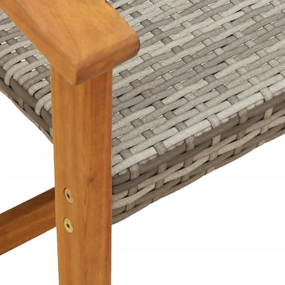 Zelivo Garden Grey Poly Rattan Armchair with Acacia Wood Frame in Pair