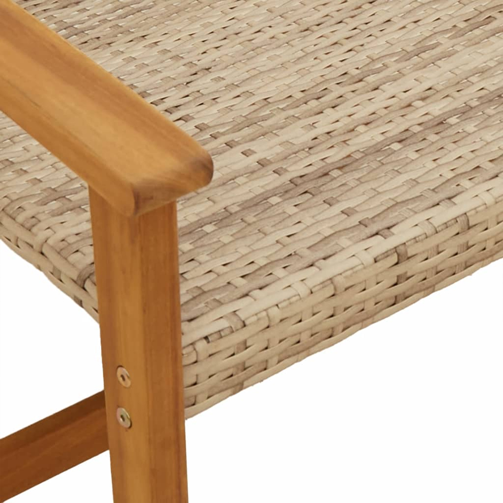 Zelivo Garden Poly Rattan Seating Bench with Acacia Wood Frame in Beige
