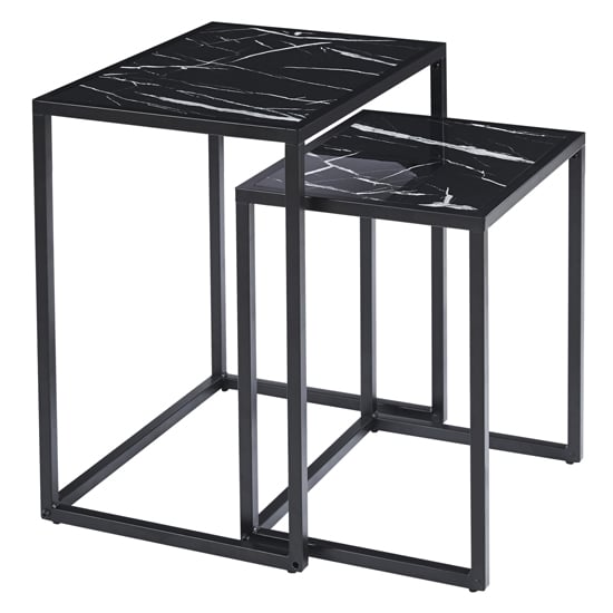 Read more about Zell wooden nest of 2 tables in black marble effect