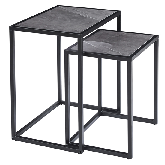 Read more about Zell wooden nest of 2 tables in grey marble effect