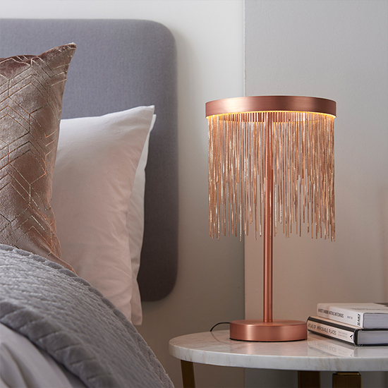 Zelma LED Table Lamp In Brushed And Copper
