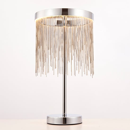 Photo of Zelma led table lamp in polished chrome and silver