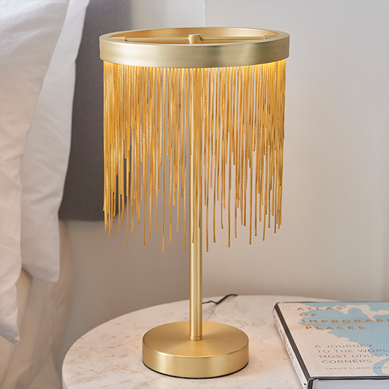 Zelma LED Table Lamp In Satin Brass And Gold_2
