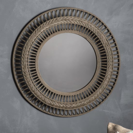 Product photograph of Zeneca Round Wall Mirror In Grey Frame from Furniture in Fashion