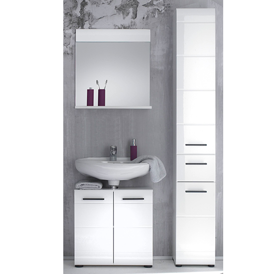 Zenith Bathroom Furniture Set 5 In White With High Gloss Fronts