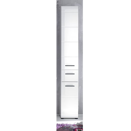 Photo of Zenith bathroom storage cabinet in white with high gloss fronts