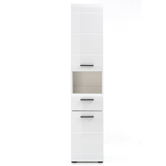 Zenith Bathroom Storage Unit In White With High Gloss Fronts Furniture in Fashion