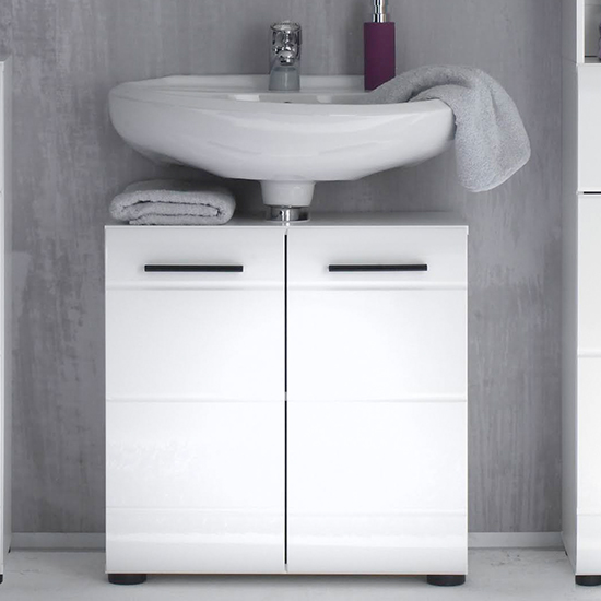 Zenith Bathroom Vanity Unit In White With Gloss Fronts Furniture in