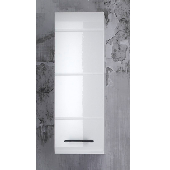 Zenith Bathroom Wall Storage In White With Gloss Fronts
