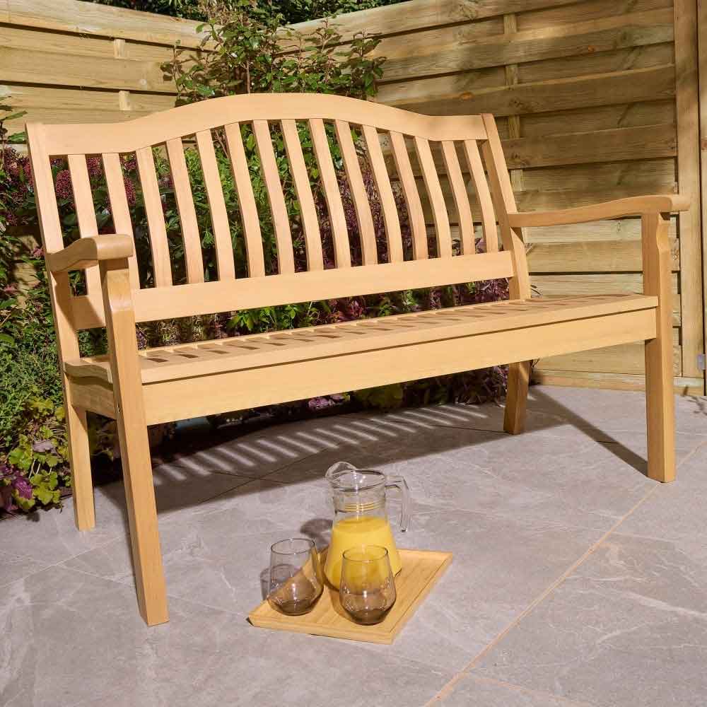 Zenith Wooden Garden 2 Seater Bench In Natural