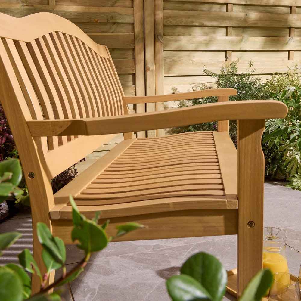 Zenith Wooden Garden 2 Seater Bench In Natural
