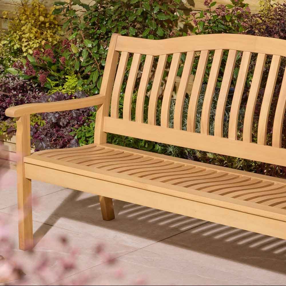 Zenith Wooden Garden 3 Seater Bench In Natural