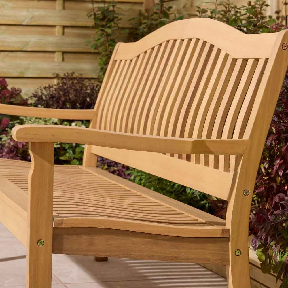 Zenith Wooden Garden 3 Seater Bench In Natural