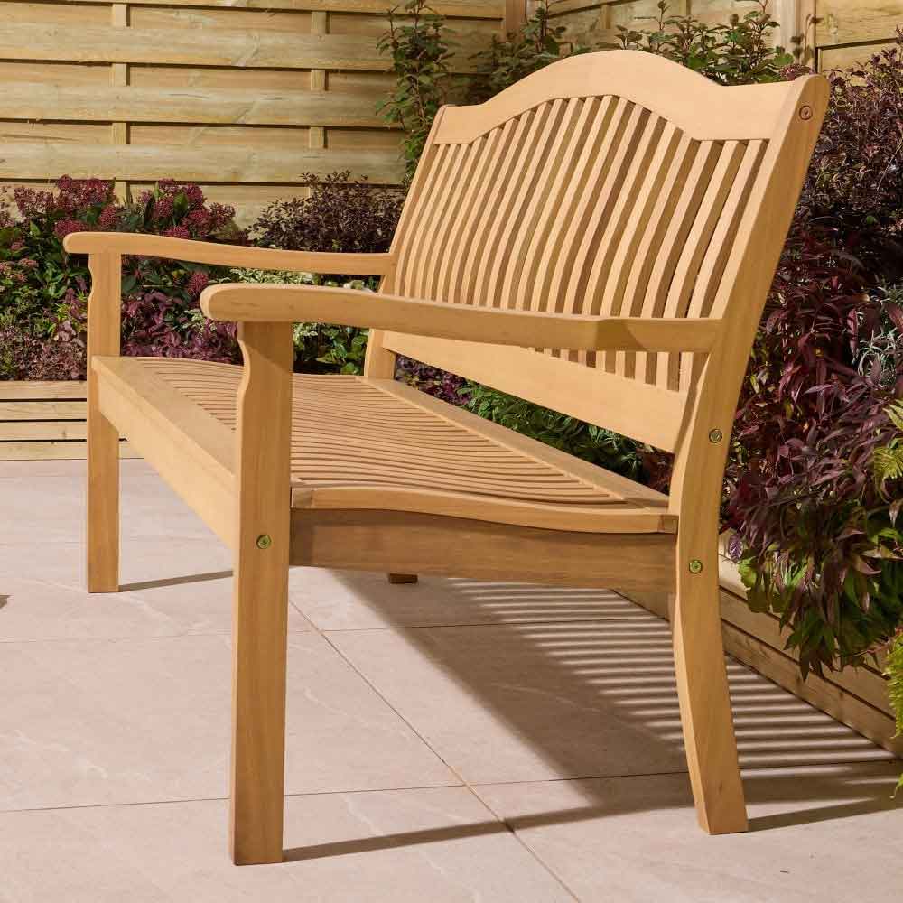 Zenith Wooden Garden 3 Seater Bench In Natural