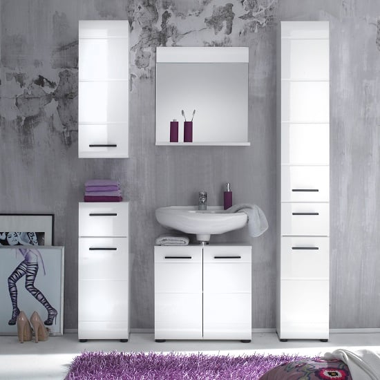 Zenith Bathroom Furniture Set 1 In White With High Gloss Fronts
