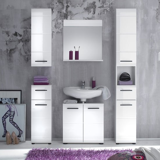 Photo of Zenith bathroom furniture set 3 in white with high gloss fronts