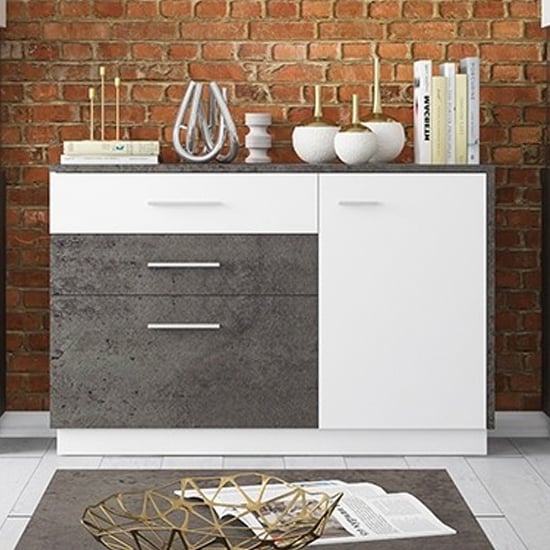 Read more about Zinger wooden sideboard with 2 doors in slate grey alpine white