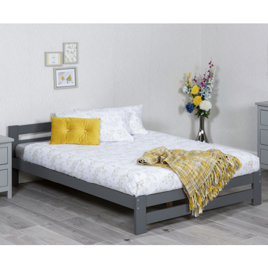 Product photograph of Zenota Wooden Small Double Bed In Grey from Furniture in Fashion