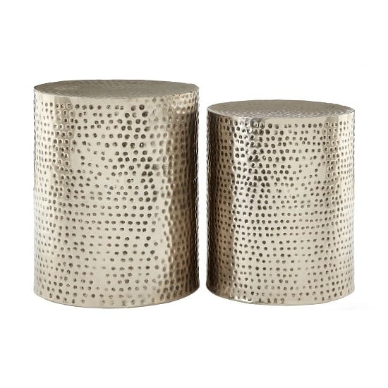 Zephir Set Of 2 Stools Round In Antique Nickel