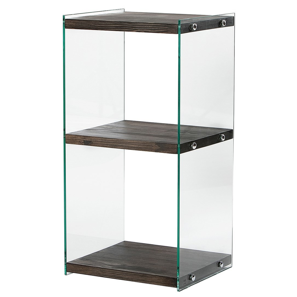 Zerano Tempered Glass Frame Bookcase With 3 Solid Wood Anthracite Shelves