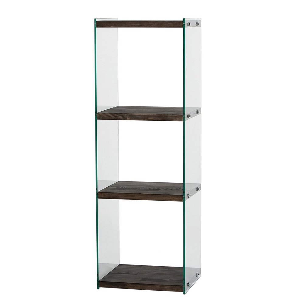 Zerano Tempered Glass Frame Bookcase With 4 Solid Wood Anthracite Shelves