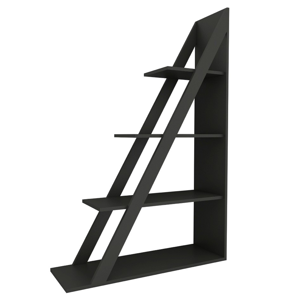 Statira Wooden Bookcase With 4 Shelves In Anthracite