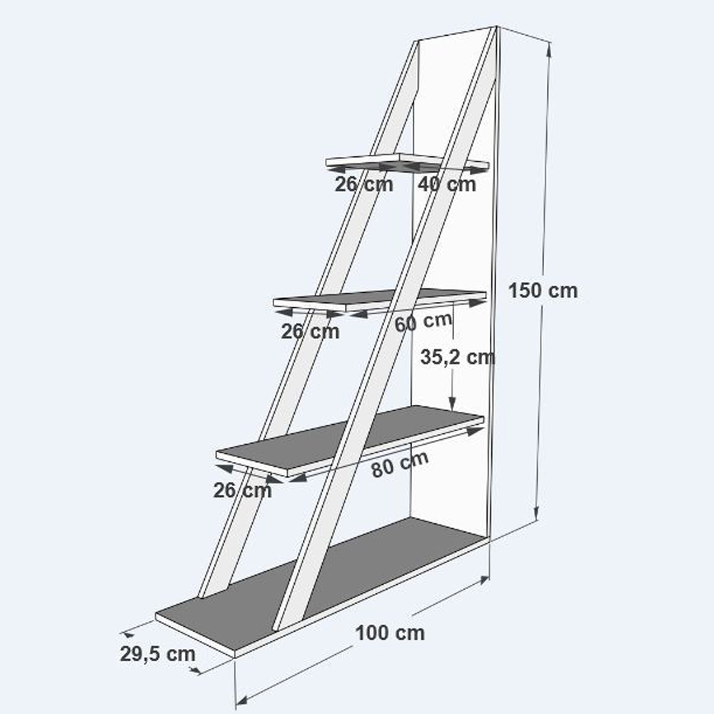 Statira Wooden Bookcase With 4 Shelves In Anthracite
