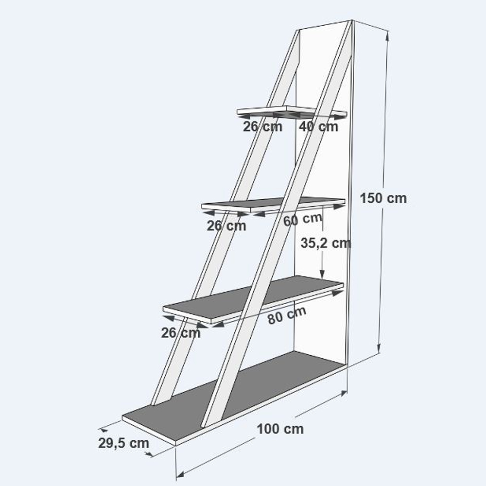Statira Wooden Bookcase With 4 Shelves In White