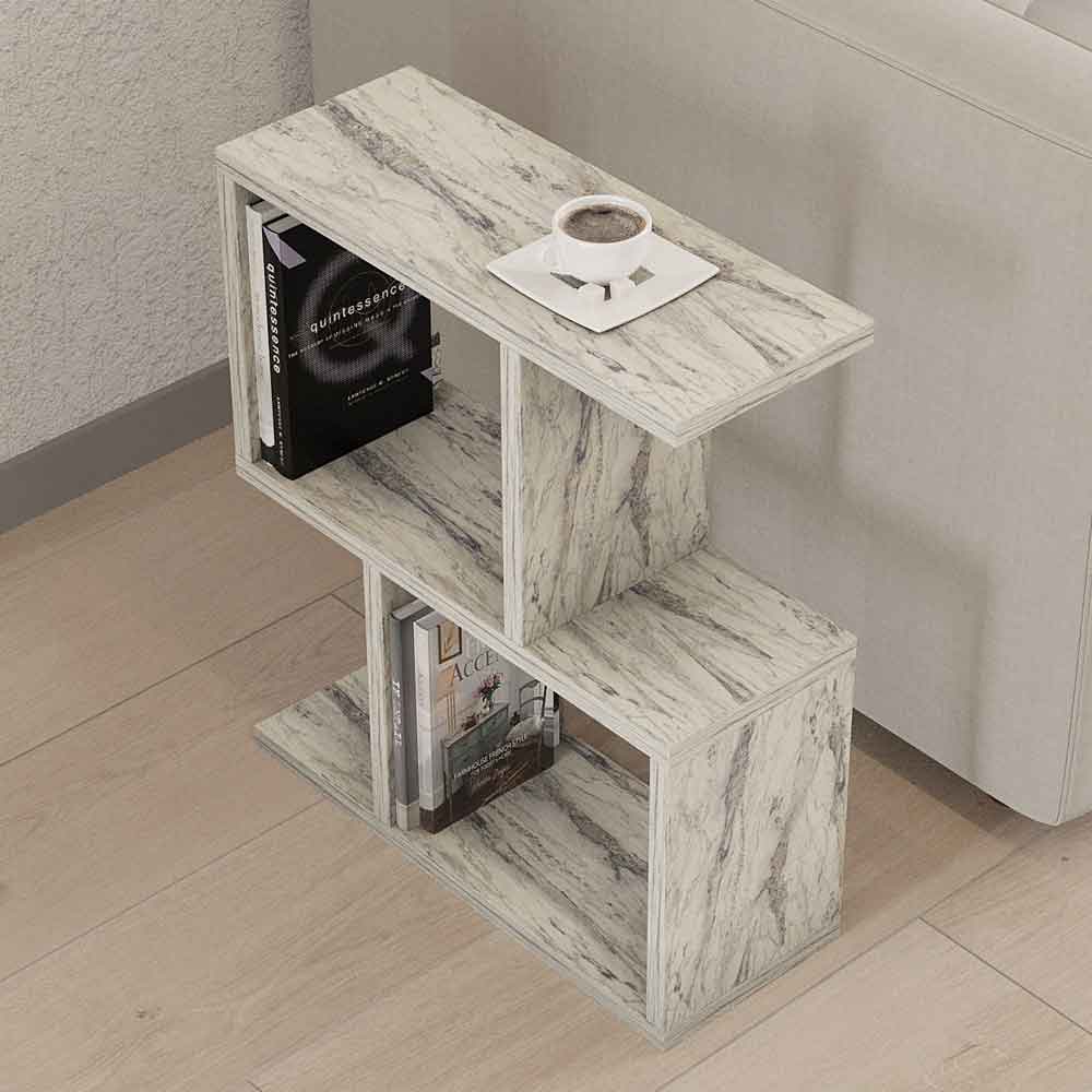 zet Wooden Side Table in Freesia Marble Effect