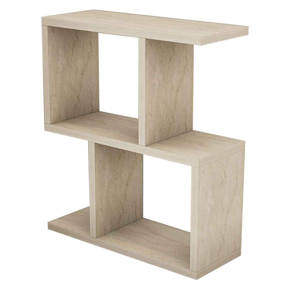 zet Wooden Side Table in Travertine Marble Effect