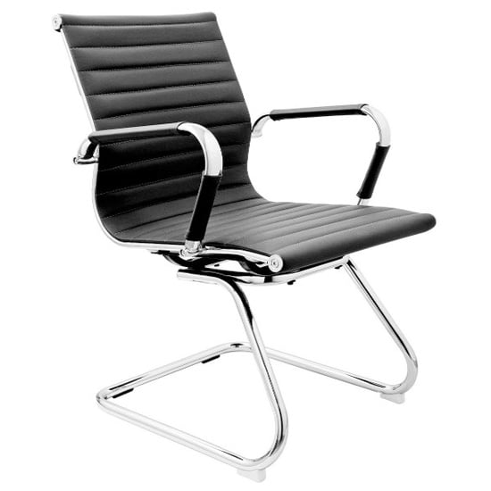 Zexa Faux Leather Dining Chair In Black With Chrome Metal Legs
