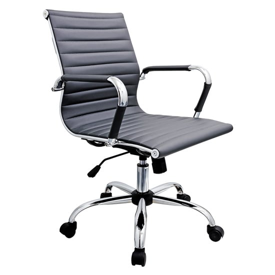 Zexa Faux Leather Office Chair In Black With Chrome Metal Frame Furniture in Fashion