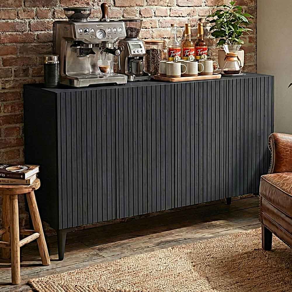 Zeynep Wooden Sideboard with 4 Doors in Anthracite