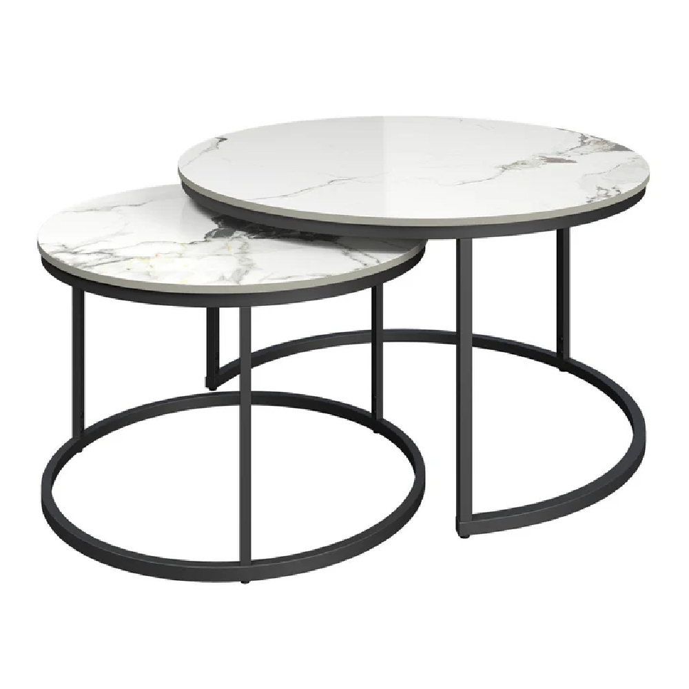 Read more about Zillah ceramic nesting coffee tables in white marble effect