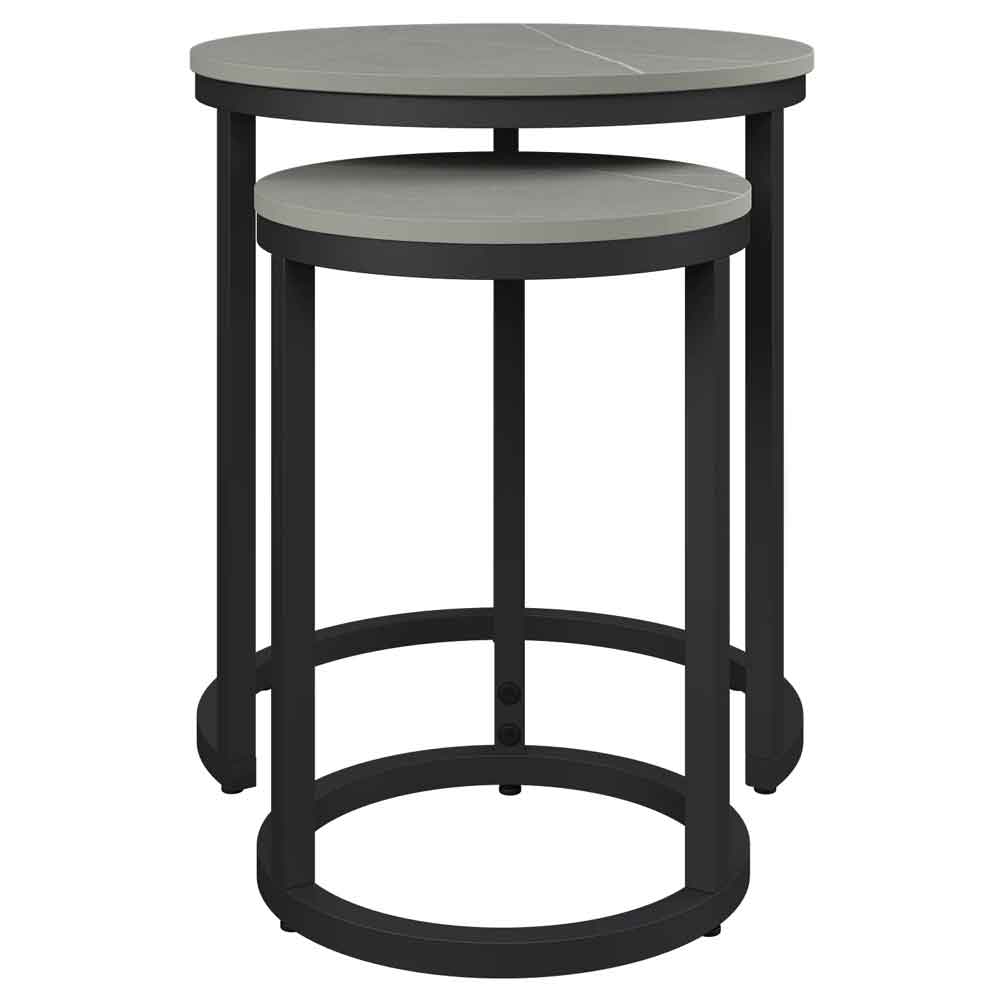 Zillah Round Ceramic Top Set Of 2 Side Table in Grey