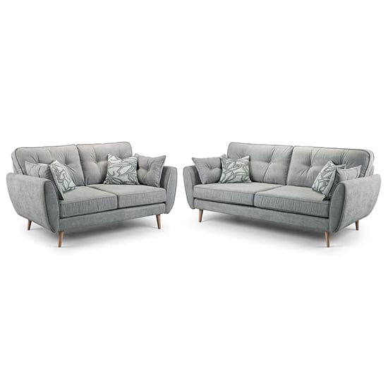 Zincate Fabric 3+2 Seater Sofa Set In Grey