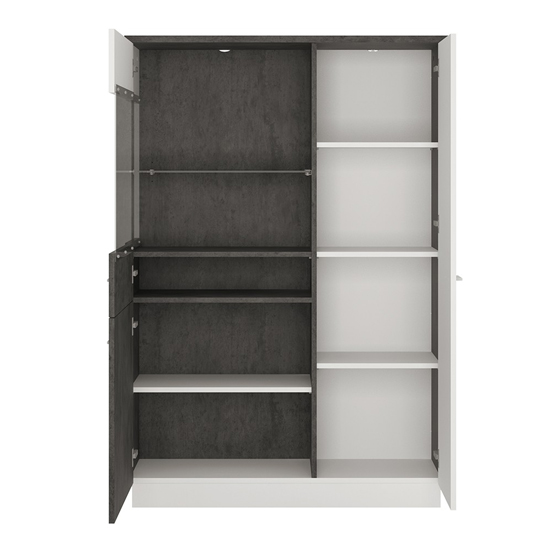 Zinger LED Left Handed Low Wooden Display Cabinet In Grey White_3