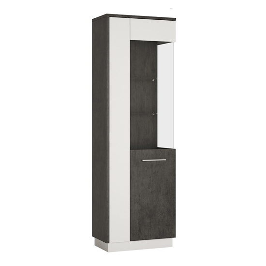 Zinger LED Right Handed Wooden Display Cabinet In Grey And White