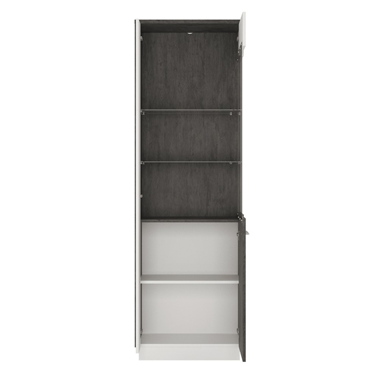 Zinger LED Right Handed Wooden Display Cabinet In Grey And White