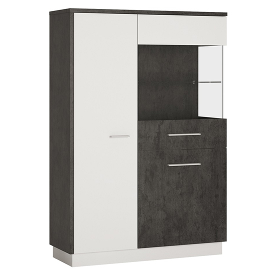 Zinger LED Right Handed Low Wooden Display Cabinet In Grey White_2