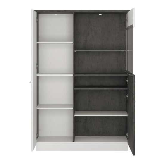 Zinger LED Right Handed Low Wooden Display Cabinet In Grey White_3