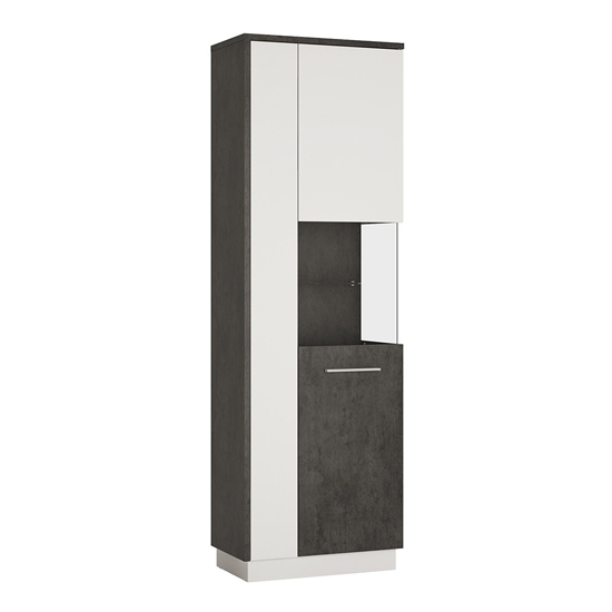 Zinger LED Right Handed Wooden Display Cabinet In Grey And White_2